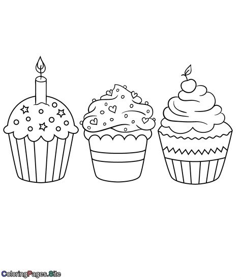 Free Coloring Pages Of Birthday Cupcakes