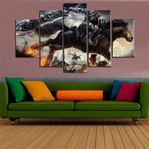 5 Piece Wall Art Game Darksiders Knight Posters Canvas Painting Bedroom