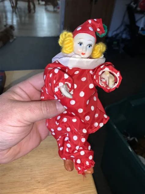 Vintage Clown Doll Porcelain Head Hands Feet Redwhite Polka Dots 1999 Picclick