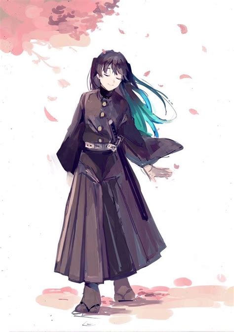 An Anime Character With Long Hair And Wearing A Black Coat Standing In