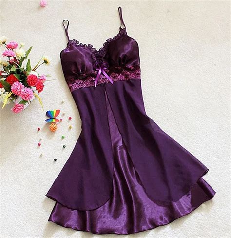 Womens Sexy Lace Short Nightgownschiffon Spaghetti Straps Silk Summer Sleepwear Sleepshirts