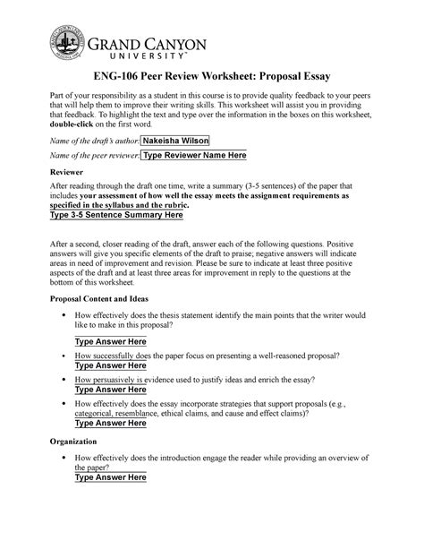 eng106 proposal peer review worksheet copy eng 106 peer review worksheet proposal essay part