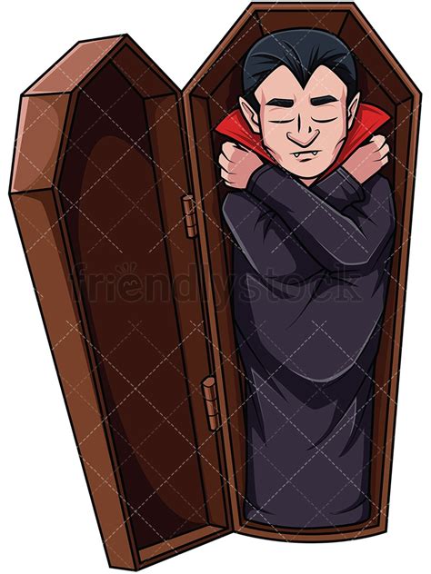 Vampire Sleeping In Coffin Cartoon Vector Clipart Friendlystock