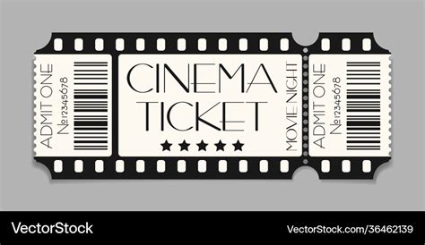 Cinema Ticket Template Mockup With Barcode Vector Image