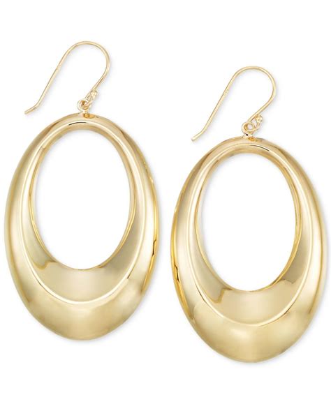 Sign up for macy's worrynomore® jewelry & watch protection program within 30 days of purchase. Macy's Polished Oval Drop Hoop Earrings In 14k Gold Vermeil in Metallic | Lyst
