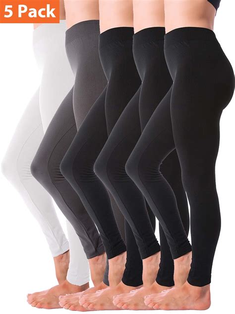 Kuda Moda Pack Fleece Lined Leggings For Women Winter Warm Thermal Full Length Leggings