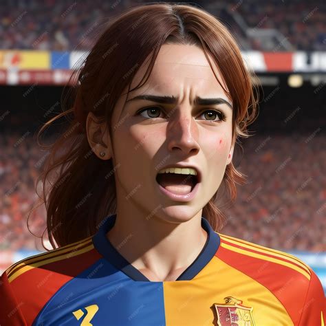 Premium Ai Image Stunning Spanish Women National Football Team Victory Girl