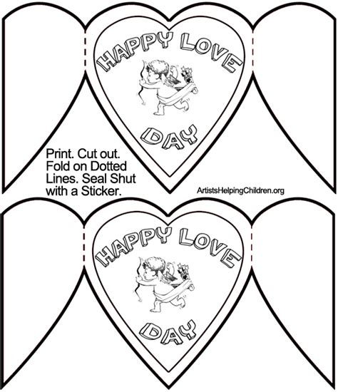 Foldable Printable Valentines Day Cards To Color