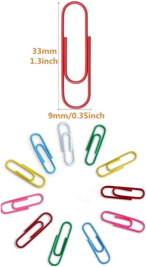 200 Pcs 33mm Paper Clips Coloured Paperclip Metal Paper Clamps Paper