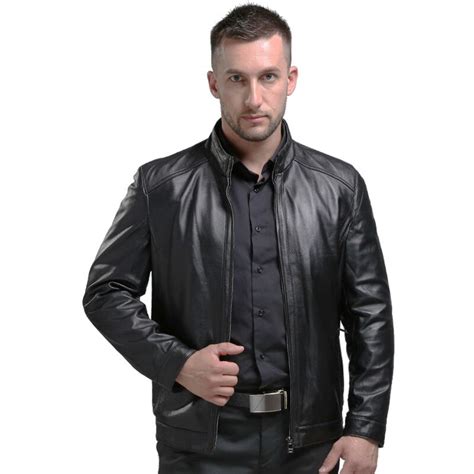 Aibianocel Spring Mens Genuine Leather Jackets Brand Real Sheepskin