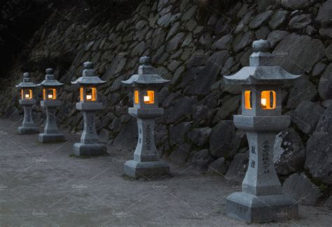 Japanese Stone Lanterns Architecture Stock Photos ~ Creative Market