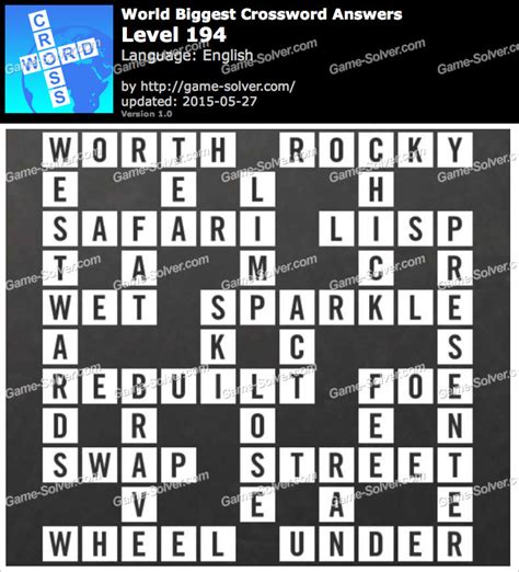 Worlds Biggest Crossword Level 194 Game Solver