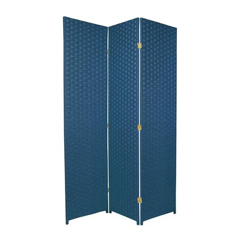 Oriental Furniture 3 Panel Blue Jean Woven Fiber Folding Indoor Privacy