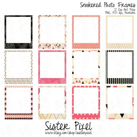 Geometric Frames Clip Art Pink And Black By Sisterpixel On Etsy