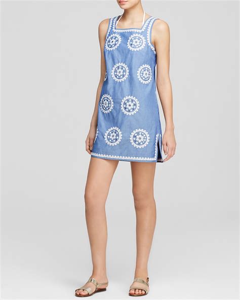 Tory Burch Embroidered Chambray Swim Cover Up Dress Bloomingdales