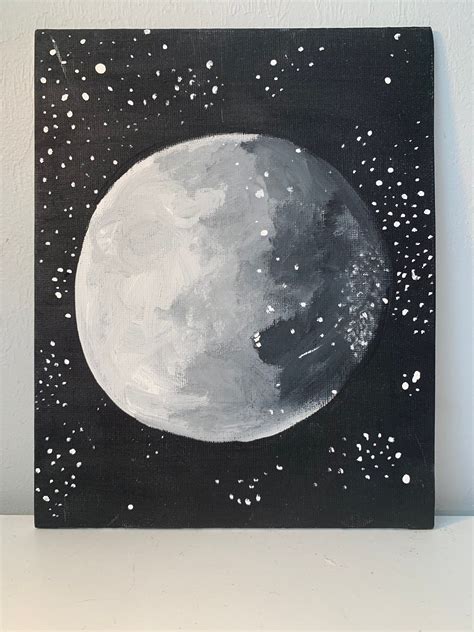 Moon Acrylic Painting Etsy Small Canvas Art Moon Painting Space