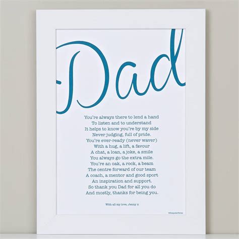 My Dad Poem Print By Bespoke Verse