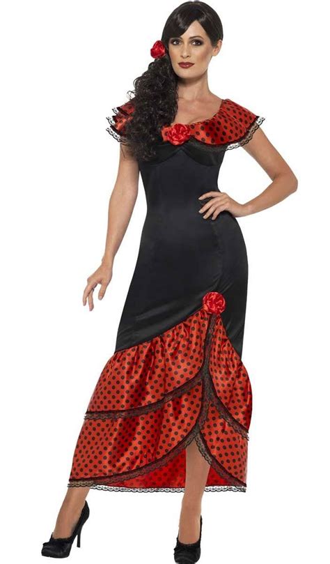 Red And Black Spanish Flamenco Dancer Costume Womens Spanish Costume