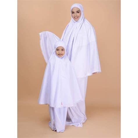 Telekung Cotton Budak And Ibu Sedondon Putih Hajar Shopee Malaysia