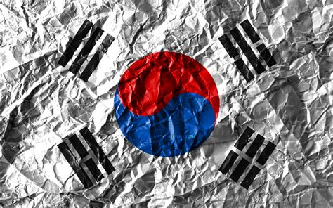 Download Wallpapers South Korean Flag 4k Crumpled Paper Asian