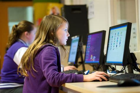 Girl Working With Computer Editorial Stock Photo Image Of Teaching