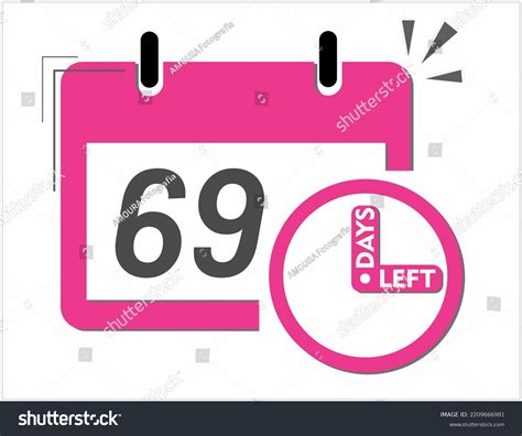 69 Days Left Vector Art Pink Stock Vector Royalty Free 2209666981