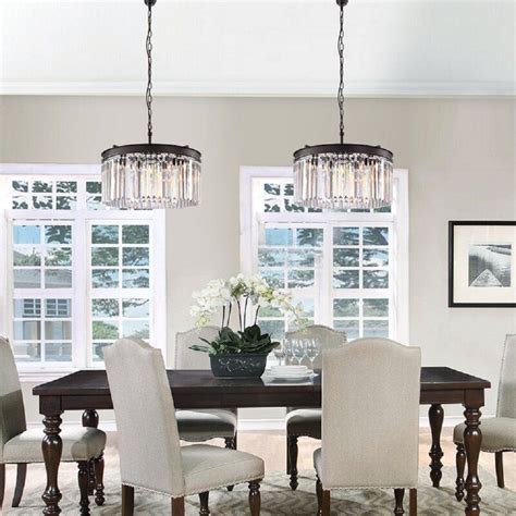 Hallum 5 Light Crystal Dimmable Drum Chandelier Dining Room Light