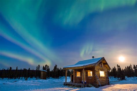 Alaska Cabin And Northern Lights