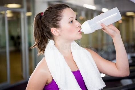 Fit Woman Drinking Water From Bottle Stock Photo Image Of Beautiful