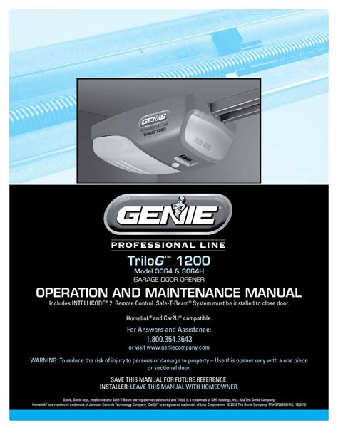 Find solutions to your genie intellicode question. Genie 3064 Garage Door Opener User Manual | manualzz.com