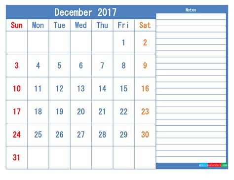Printable Calendar 2017 December As Pdf Image