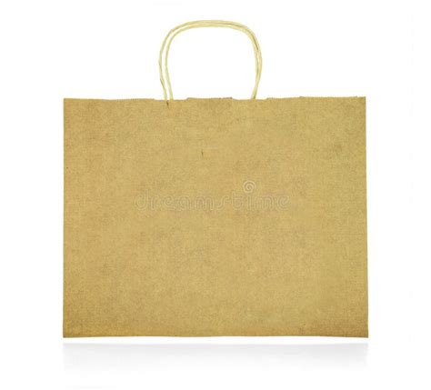 Empty Craft Paper Shopping Grocery Bag With Handles Isolated Stock