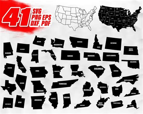 State Map Svg States Bundle United States Map Svg File For Cricut