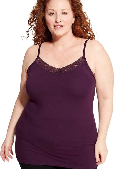 Catherines Womens Plus Size Suprema Lace Trim Cami 3x Pineapple 5545 At Amazon Womens