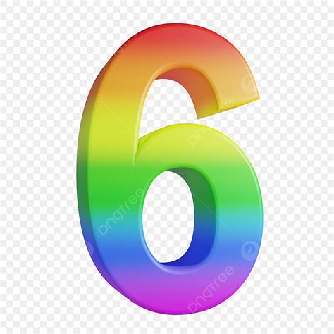 Rainbow 6 Clipart Transparent Background 6 3d Design Templates Numbers