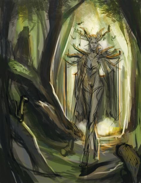 Sketch No Dryad Queen By Olieart On Deviantart Fantasy Character Art Creature Art Dryads