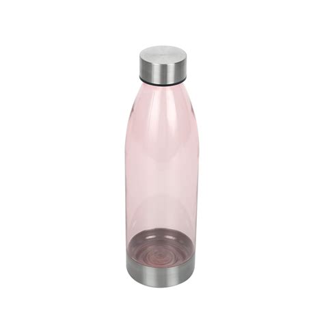 Mainstays Pink 22 Fluid Ounce Plastic Water Bottle With Stainless Steel Base And Cap Walmart