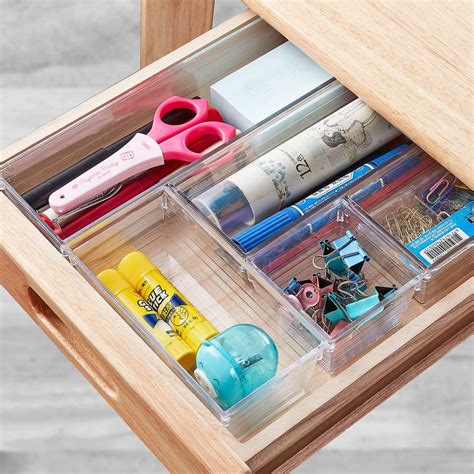 Clear Plastic Vanity And Desk Drawer Organizers Office Storage Drawer