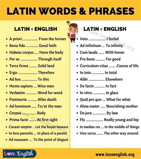 Latin Words And Phrases With Pictures