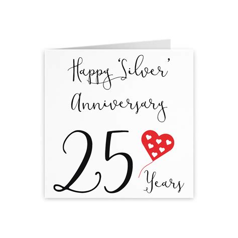 25th Wedding Anniversary Card Happy Silver Etsy Uk