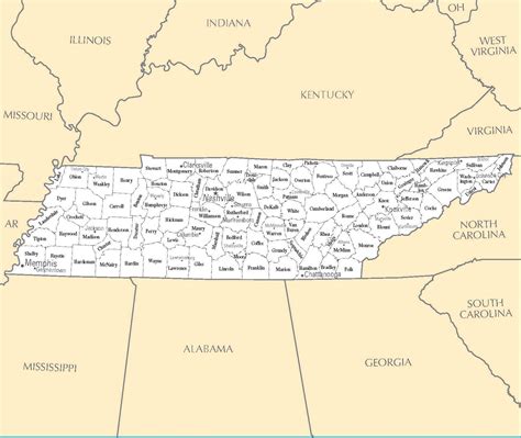 View tennessee on the map: Tennessee Cities Map | Large Printable High Resolution and ...