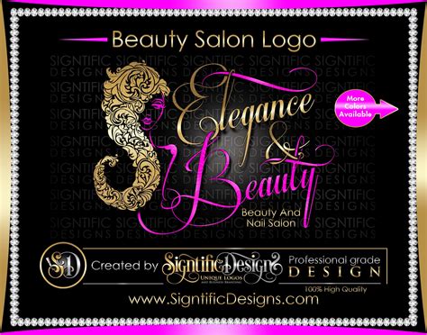 Beauty and Nail Salon Logo, Custom Business Logo, Silver and Teal Logo, Woman Silhouette Logo 