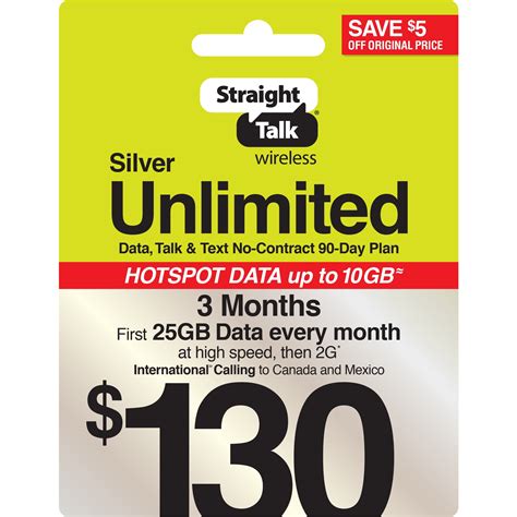 Straight Talk 130 Silver Unlimited Talk Text And Data 90 Day Prepaid