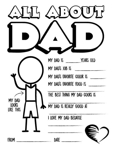 Fathers Day Questionnaire And Coloring Page Free Printable B Superb