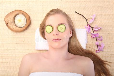 Young Beautiful Woman Receiving Facial Massage And Spa Treatment Stock Image Image Of Mask