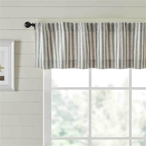 Market Place Gray Ticking Stripe Valance 72 Piper Classics