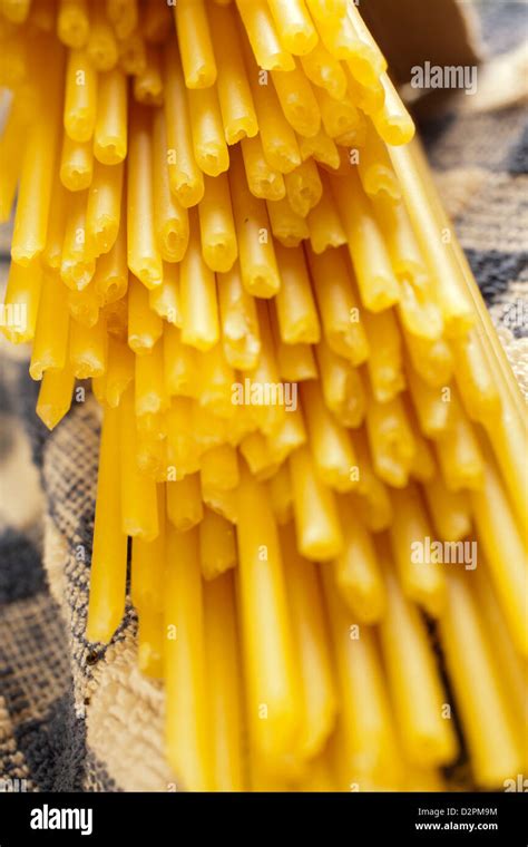 Dry Uncooked Bucatini Pasta Stock Photo Alamy