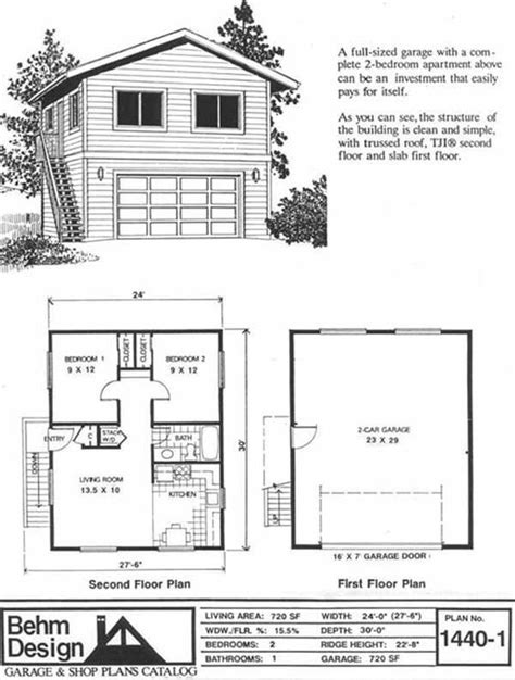 Maybe you would like to learn more about one of these? 2 car garage with second story apartment plan no. 1440-1 by Behm Design 24' x 30' garage ...
