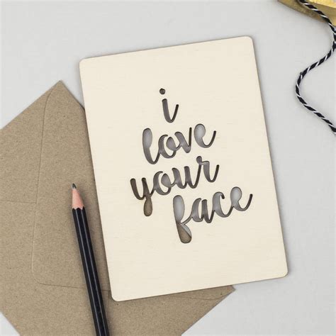 I Love Your Face Wooden Card By Studio Thirty Two