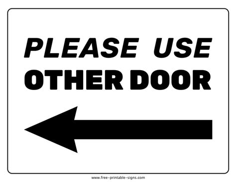 Printable Other Door Sign With Left Arrow Free Printable Signs